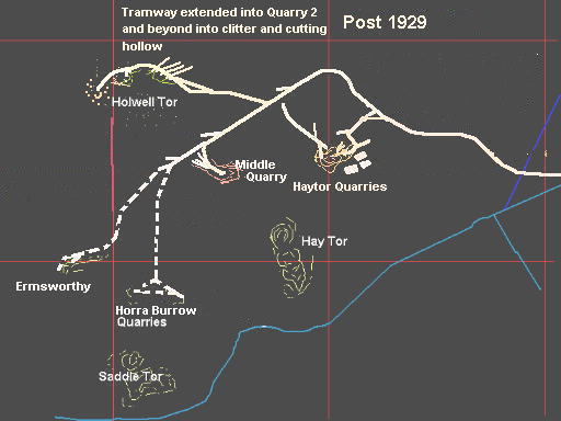 Tramway extended into Quarry 2 and beyond into clitter.