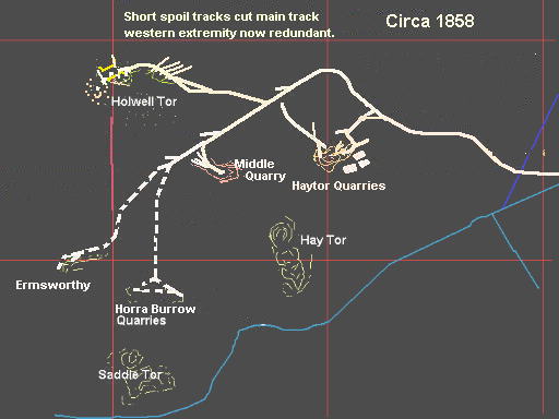 Main track cut by spoil tracks at western end of quarry 2.