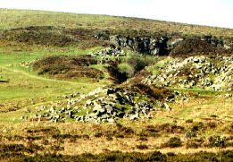 Hay Tor Quarry, entrance and large quarry behind.
