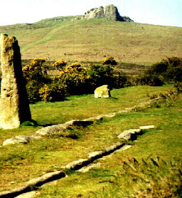 Hay Tor and the tramway from the Manaton road.
